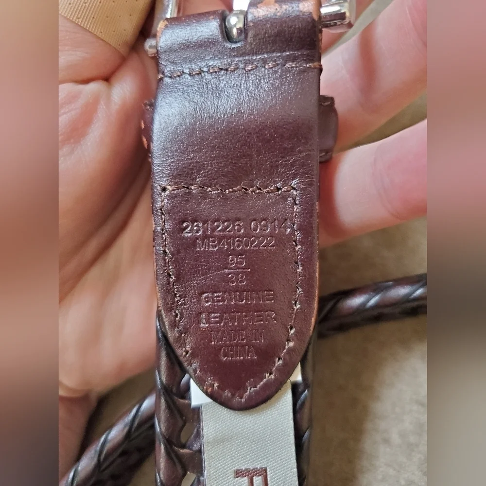 Fossil Men's Brown Woven Leather Belt In Myles  Cognac Size 38